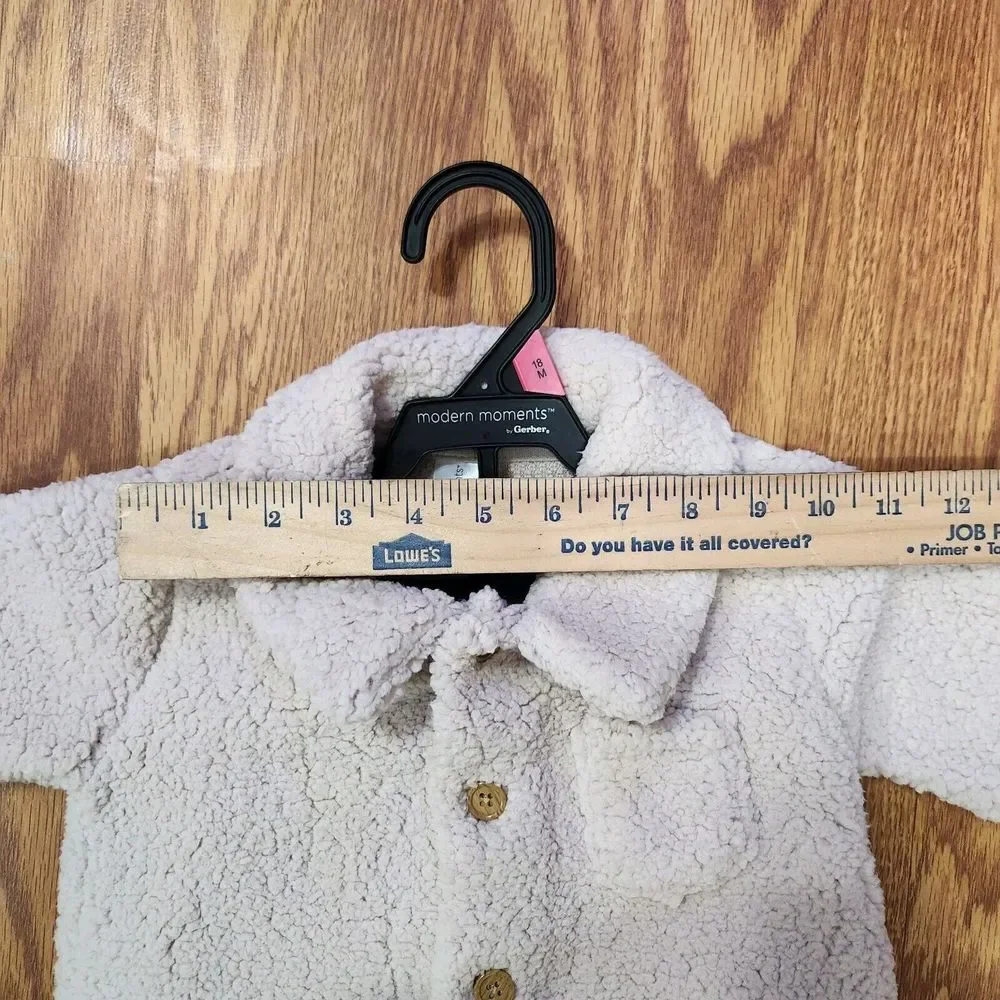 New Boy Girl 18 Months Tan Microplush 2 piece Outfit Set Modern Moments Collared